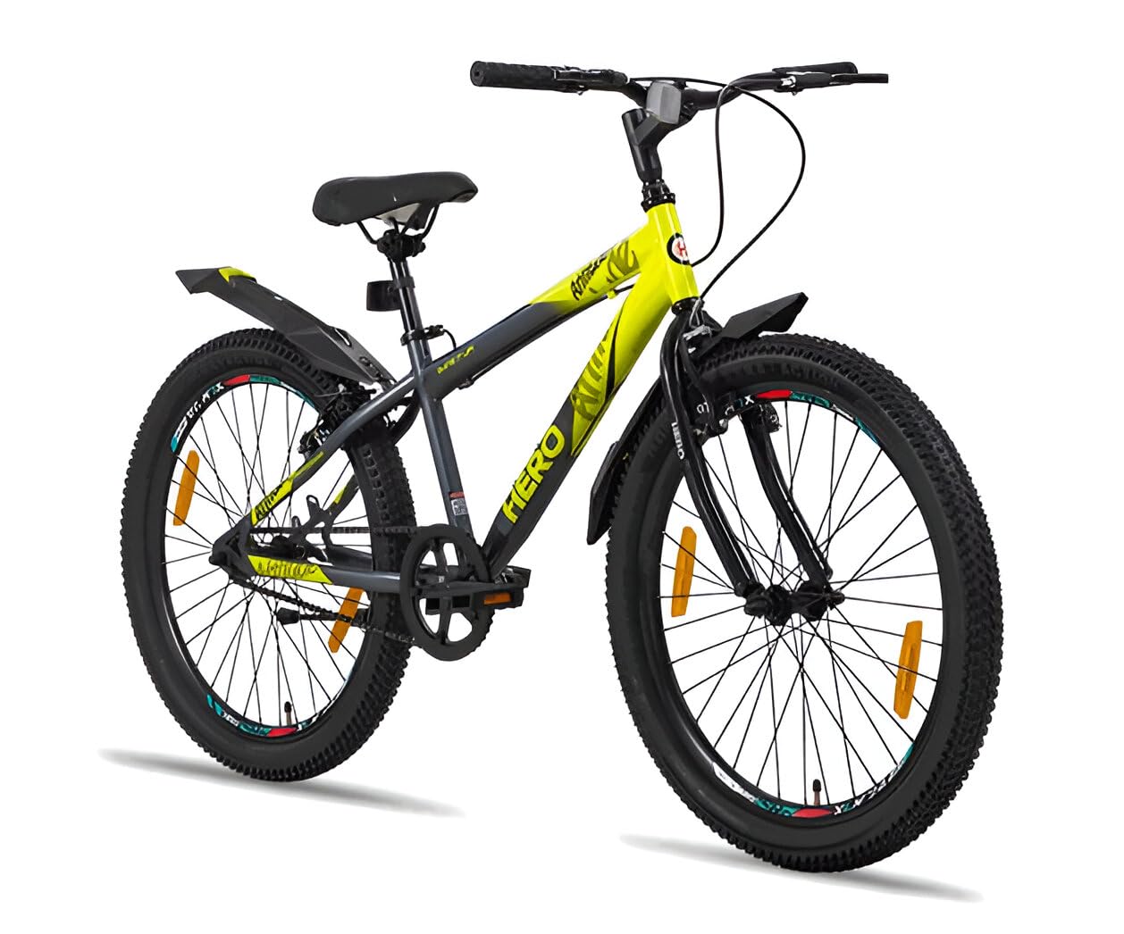 Hero Attitude Bicycle with Dual Disc Brakes Perfect for Ages 11+ Years (24T, Yellow&Grey)-image-45