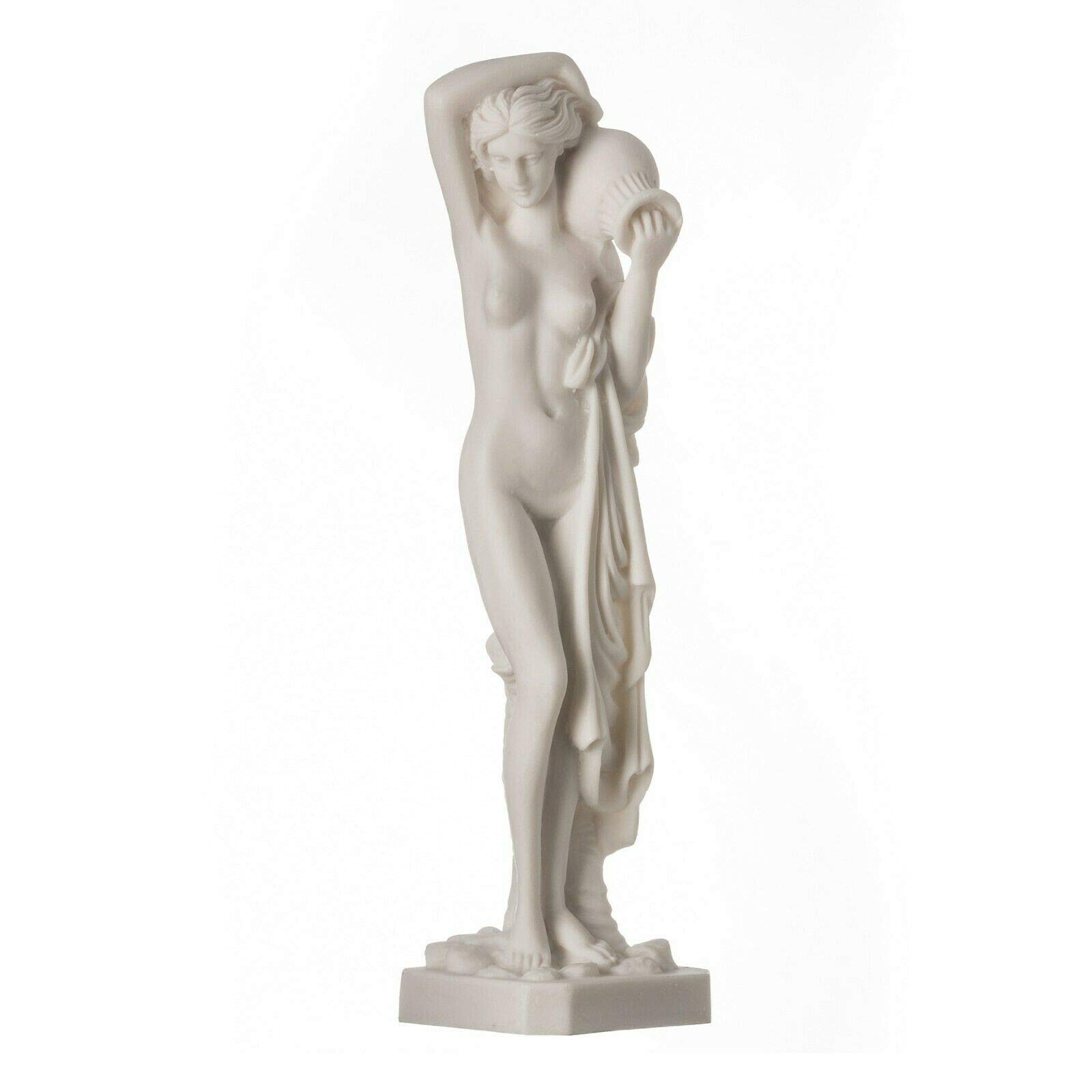 BeautifulGreekStatues Nude Naked Lady With Water Jug Figure Alabaster Statue Sculpture 10.3"