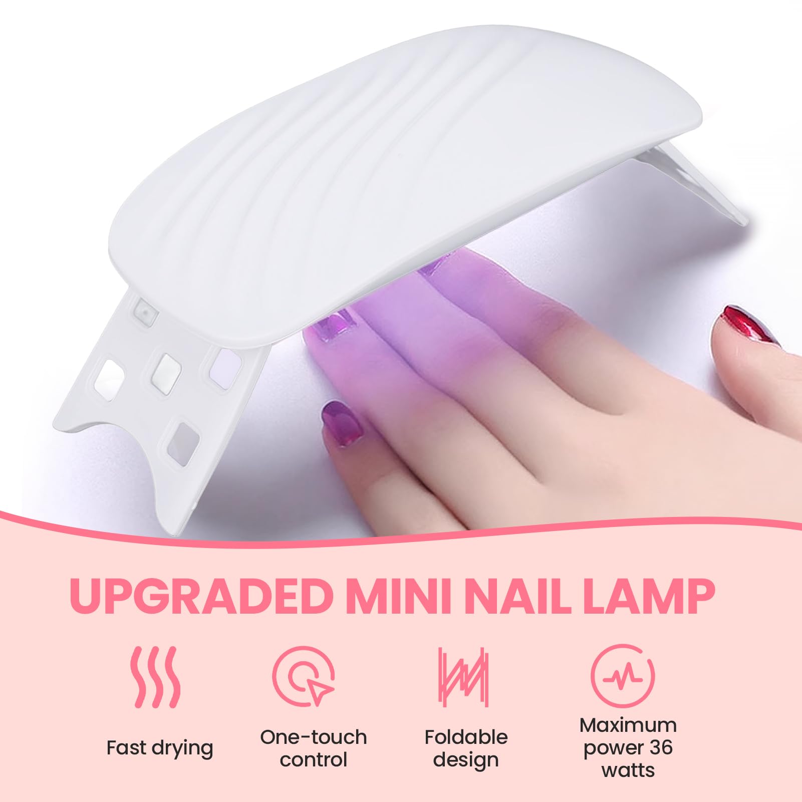 Lampa utwardzana żywicą UV, 36 W, 12 LED, składany stojak, zasilanie USB, wydajne rezultaty utwardzania