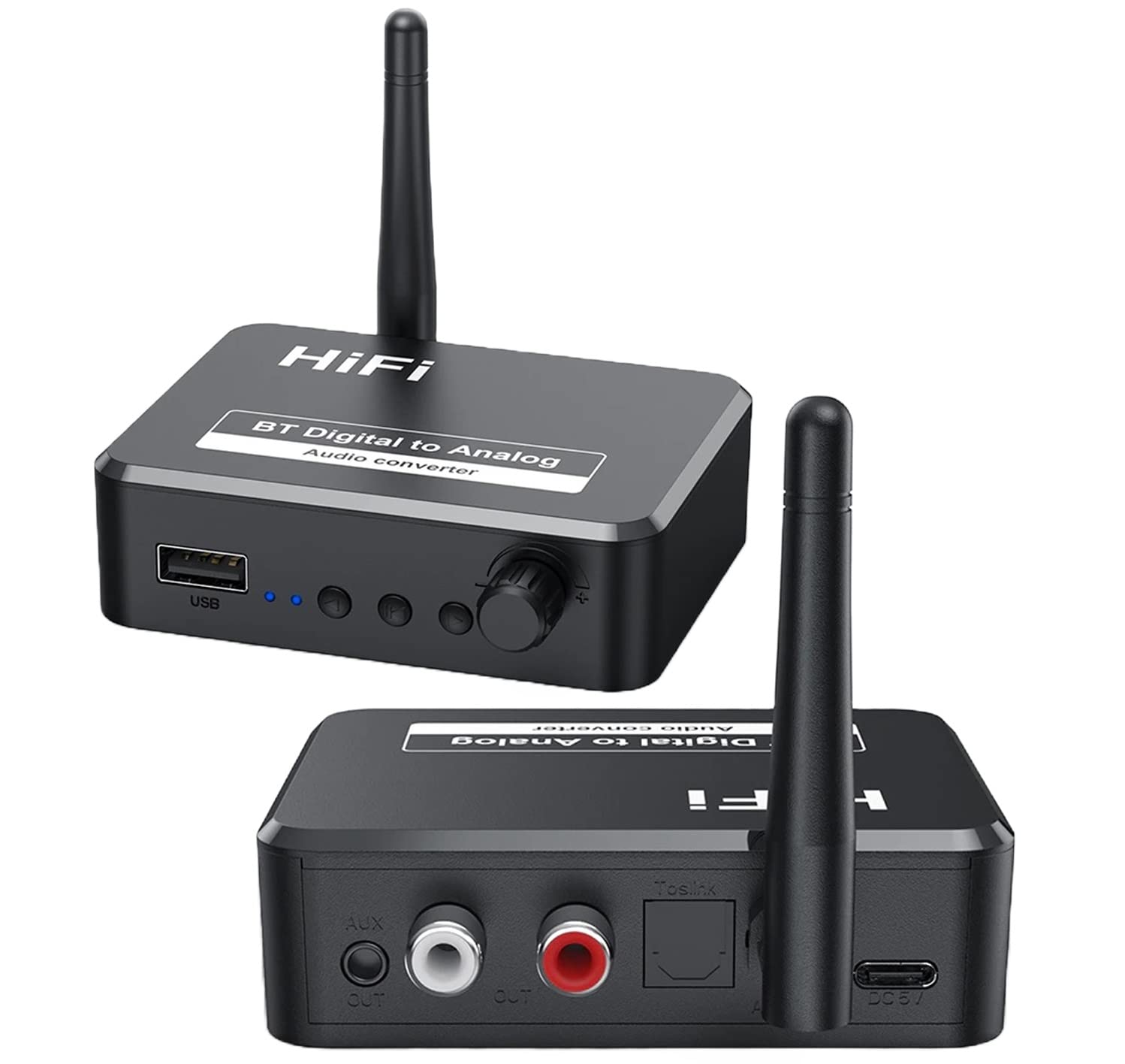 MICROWARE Bluetooth 5.1 Audio Receiver Digital to Analog Converter 3.5mm AUX RCA U-Disk Optical Jack Stereo Wireless Adadper