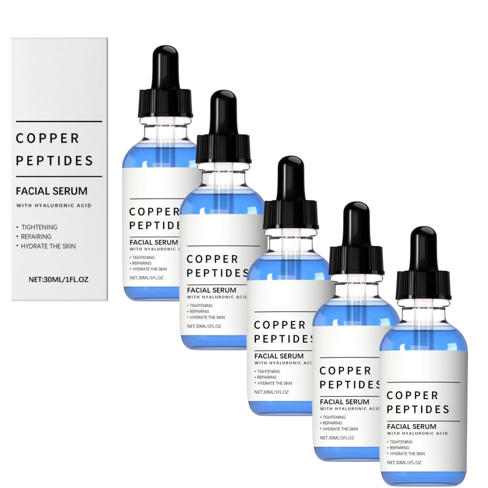 Blaues Kupferpeptid Gesichtsserum, straffend, reparierend, 30 ml | Feuchtigkeitsspendend, mildert feine Linien und beugt vorzeitiger Hautalterung vor