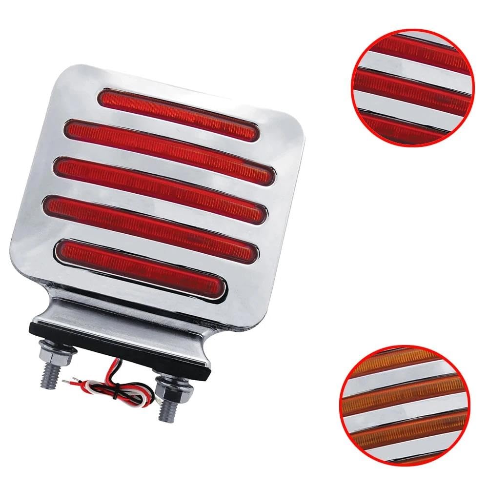 Luces de giro 1 Pieza Luces Giro LED Cuadradas Doble Cara Cromadas Línea Plana Ámbar/rojo Montaje En Camión Luces Traseras Giro Montaje En Poste Doble intermitente