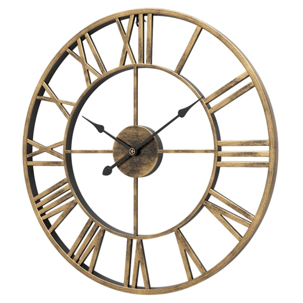 AZHKJKZH Wall Mounted Clock Vintage Wall Clock With Roman Numerals, Silent Non-Ticking Metal Decorative Clocks For Loft Living Room For Living Room(B,50 * 50cm)