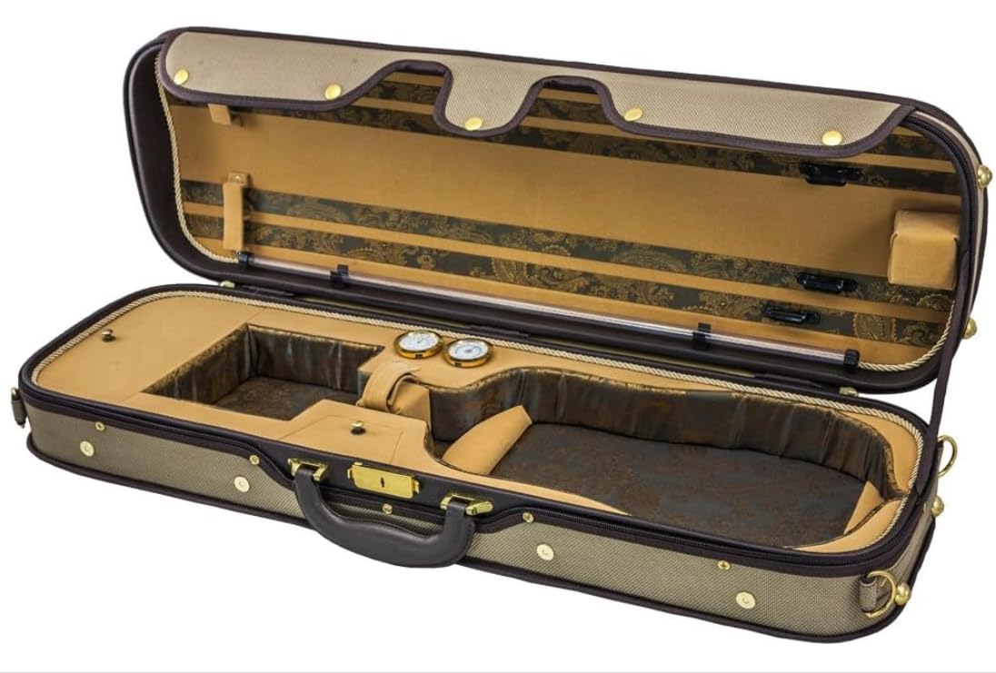 SKY Violin Oblong Case VNCW01 Solid Wood with Hygrometers Khaki/Khaki