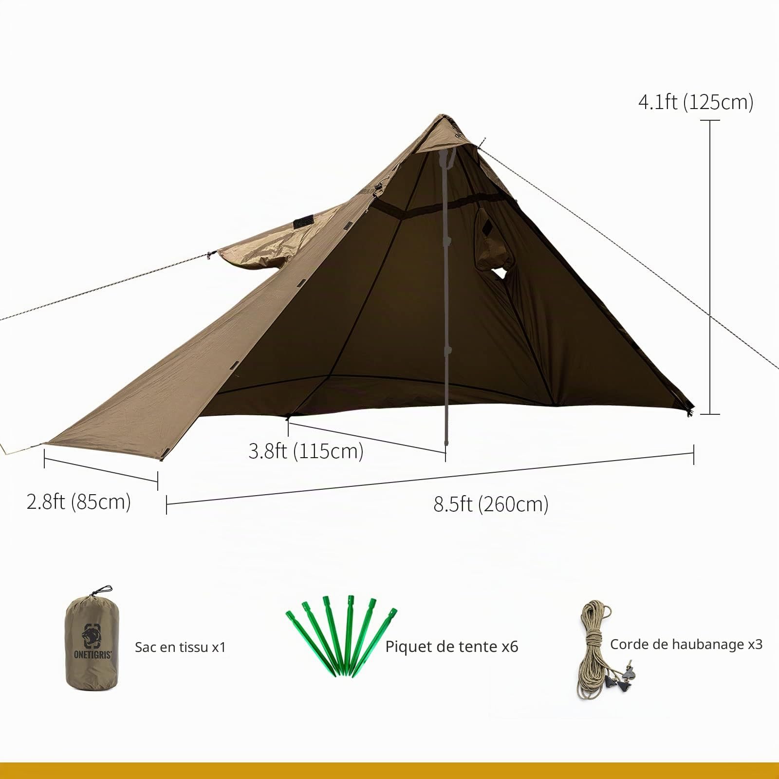 OneTigris militaire poncho de pluie abri 2 en 1 multifonctionnel poncho camping tente tactique imperméable extérieur |emballage multi-usage(Coyote Brown)