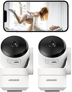 2 Pcs WiFi Camera for Home Security, Indoor Security Camera for Baby/Dog/Cat/Elder Monitor, Motion Track, AI Detection, 2-Way Audio, Memory Card/Cloud Storage,Privacy Mode,Google Home/Alexa Support asin的图片