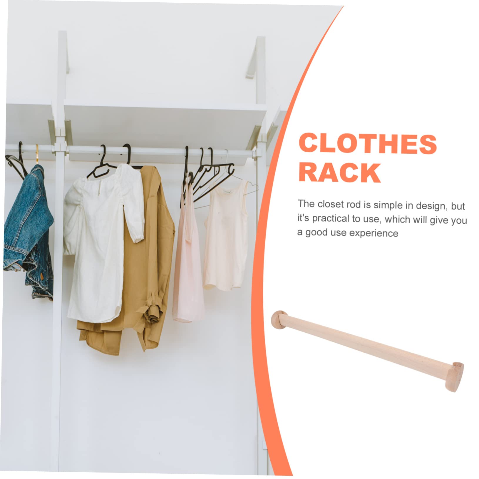 Unomor Adjustable Closet Rod 72-144in Wooden Closet Hanging Rod Dresser Sturdy for Home