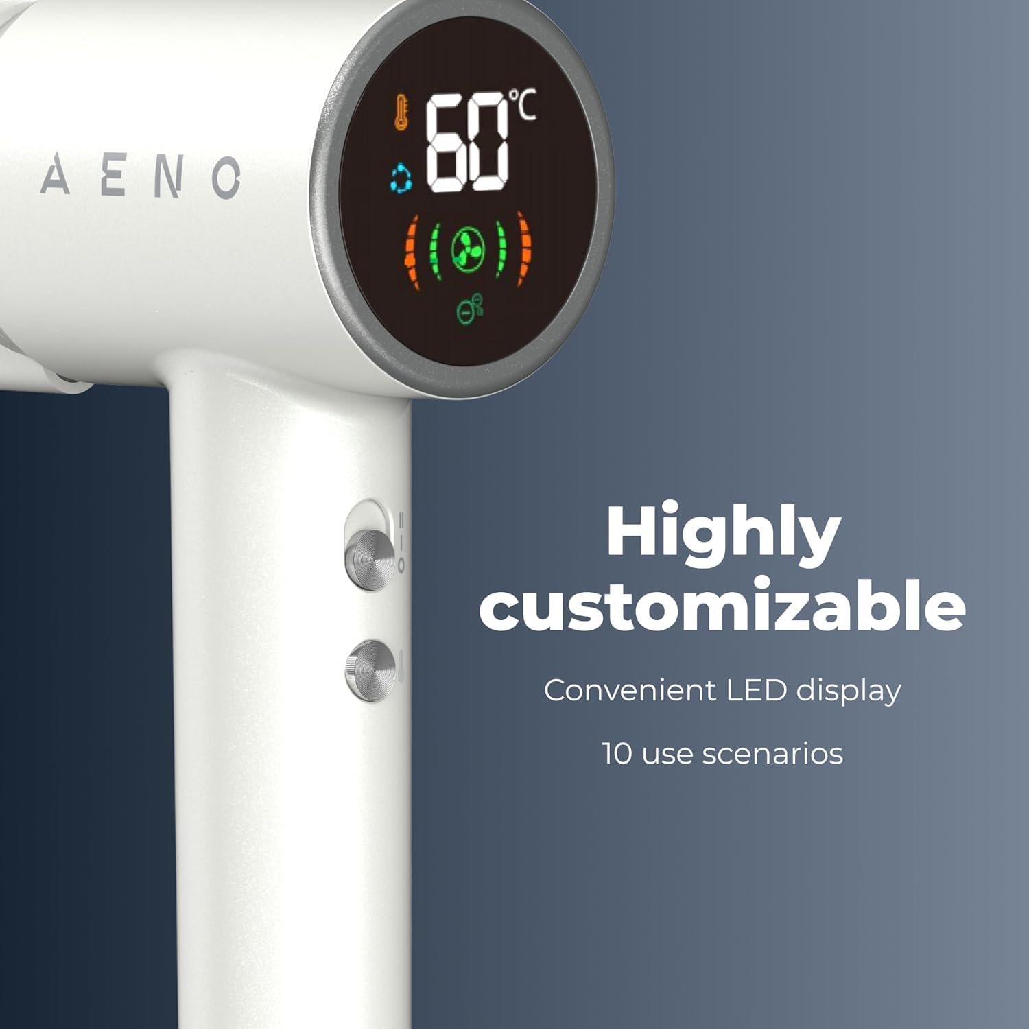 AENO Haartrockner HD4 1500W Magnetische Aufsätze Ionentechnologie NTC Sensor 5 Temperatur & 2 Geschwindigkeitsmodi Überhitzungsschutz Cool Shot Funktion Haartrockner für Zuhause und Reisen Weiß