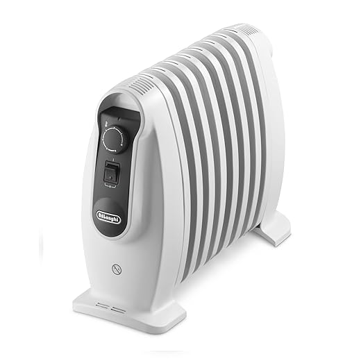 De'Longhi TRNS 0808M - Radiador de aceite, 800 w, termostato de seguridad, función Eco, controles digitales, blanco