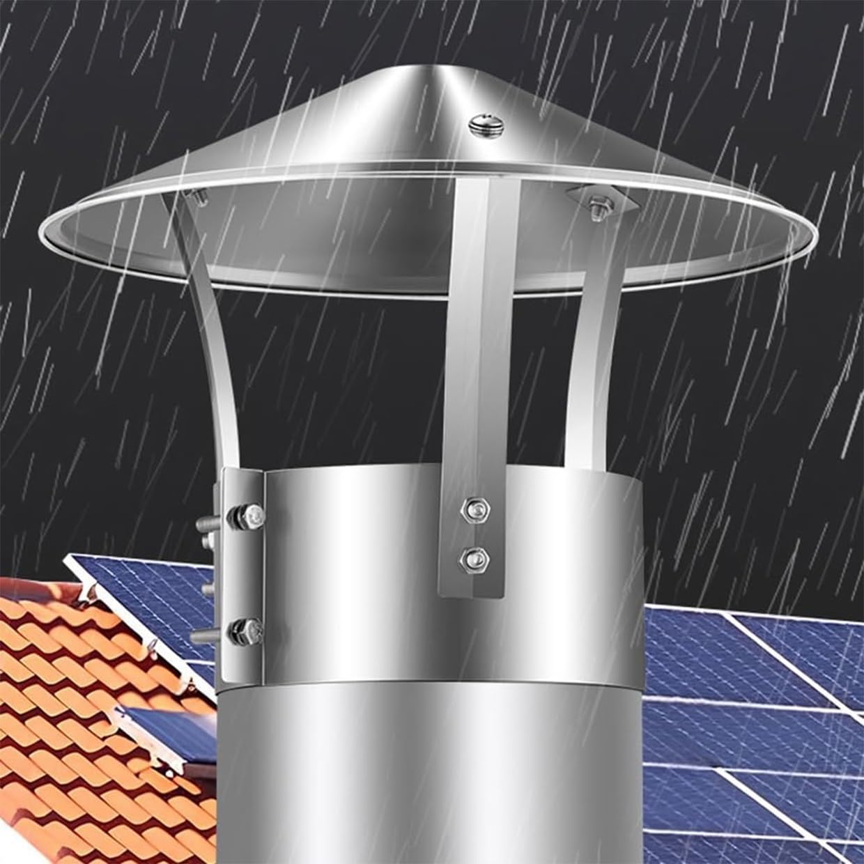 Dejin One Color Chimney Cowl, Stainless Steel Chimney Cover, Vent Hood Pipe Diameter Fit Most Standard Chimneys, Chimney Flue Protector Cowl, Round Roof Rain Cap, Stove Pipe Cap(100Mm/3.93")