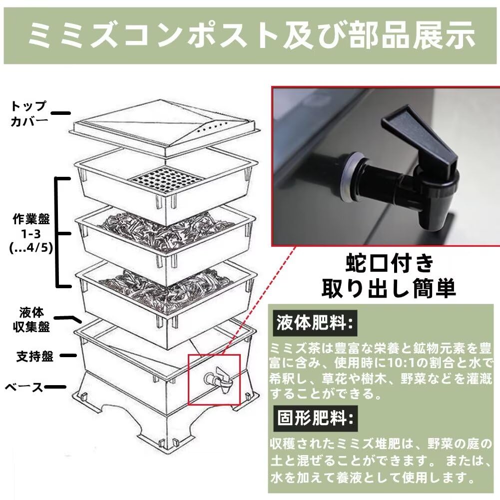 Amazon.co.jp: AKEMI LIVING コンポスト ミミズの養殖 コンポスター