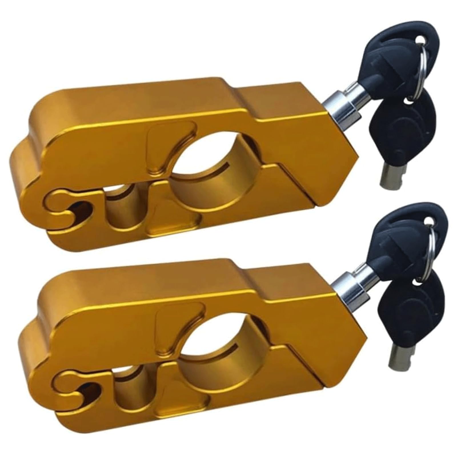 KRILLIQ Blocco antifurto Confezione da 2 Accessori Dorati per Moto Blocco Impugnatura per Moto in Metallo Blocco Freno per Bici da Cross di Massima Sicurezza per Scooter Motociclo
