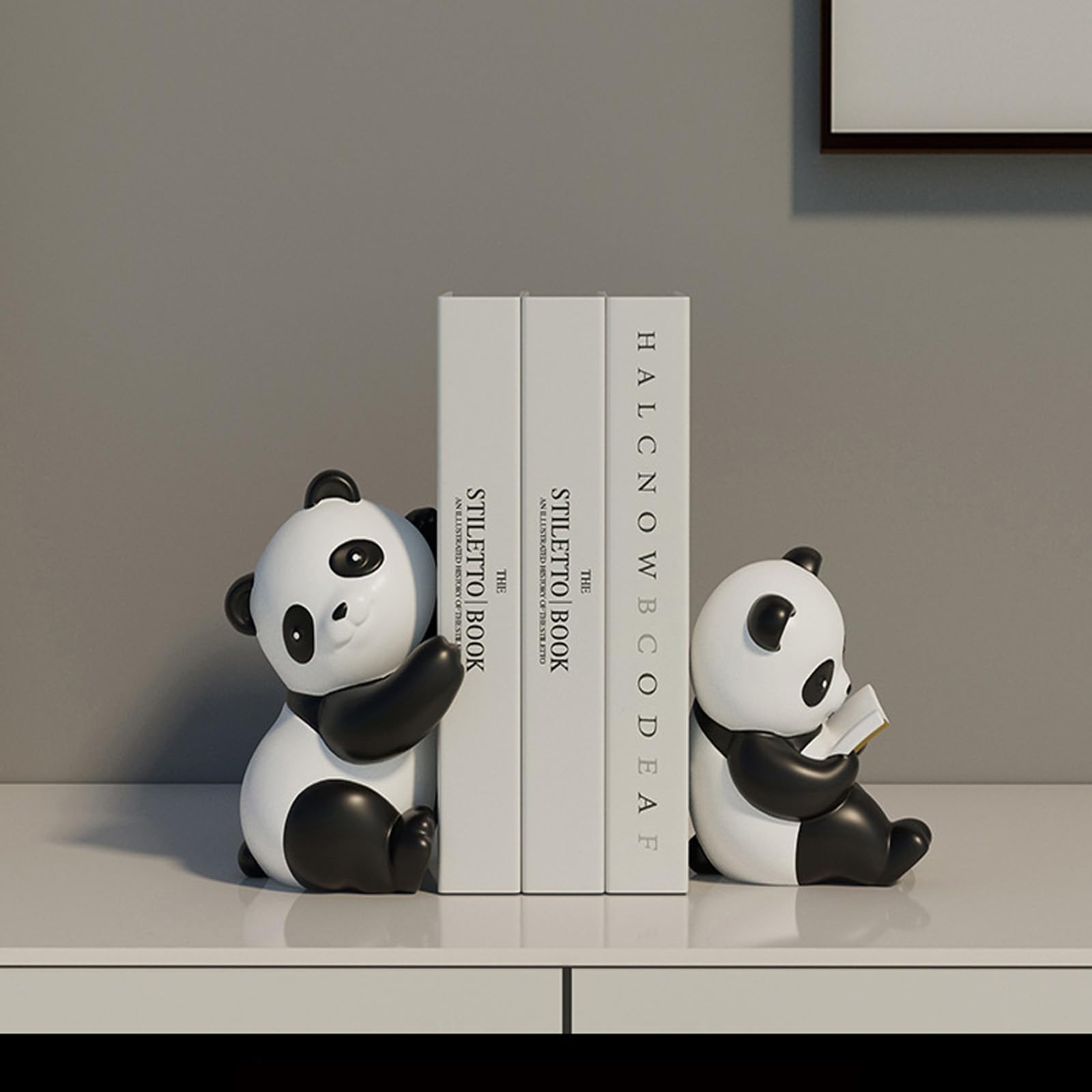 Artkingdome Luxury Ceramics Panda - Heavy Duty Decorative Bookends for Book Readers(1 Pair)
