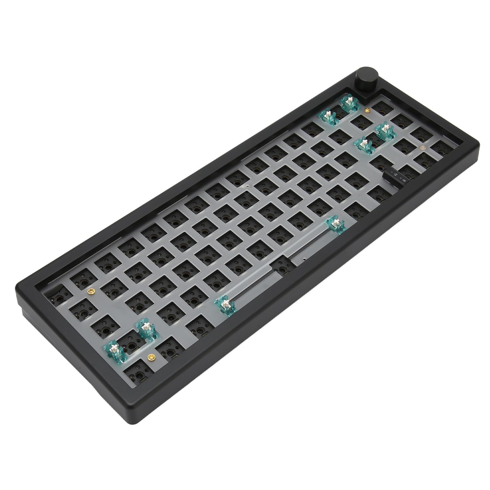 BROLEO Kit de teclado, tres modos de conexión de teclado 5.0, kit de bricolaje, carcasa ABS intercambiable en caliente con perilla para oficina (#2)