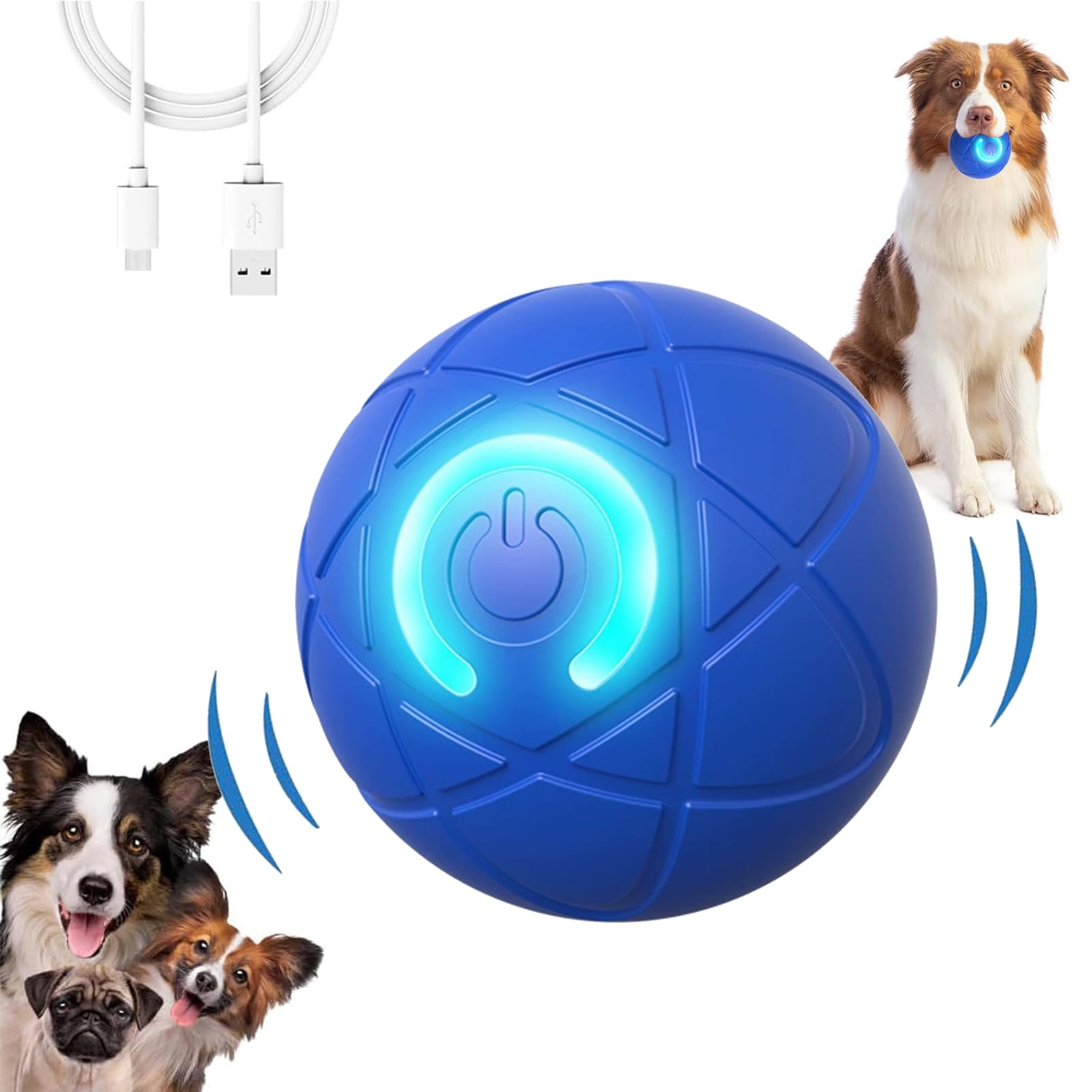 Smart Jumping Vibrating Interactive Dog Ball Self Moving Bouncing Ball Toy with Automatic Motion, Durable Chew Resistant Design for Small/Medium/Large