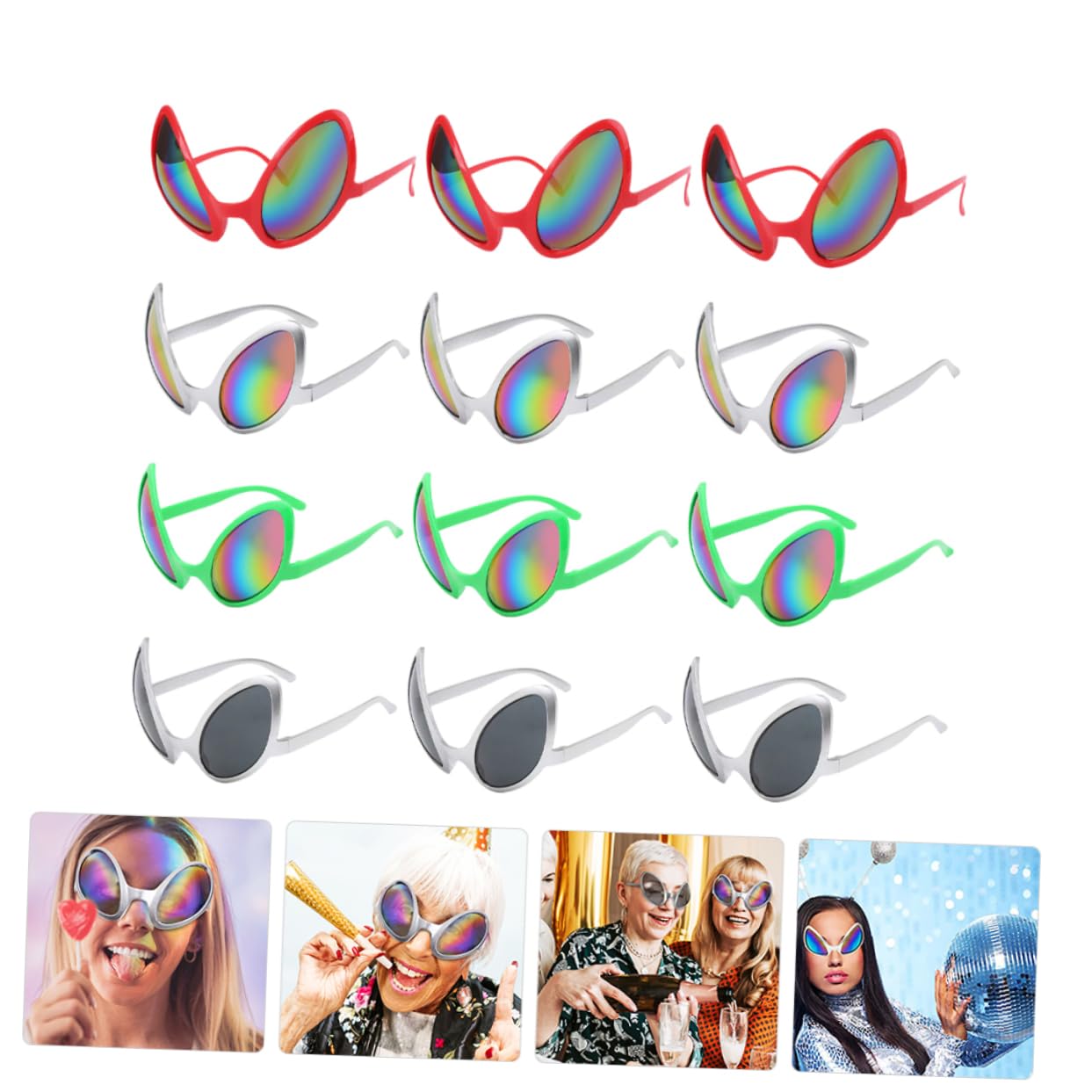 ifundom 12 Piezas Gafas De Sol Extraterrestres Accesorios Extraterrestres Favores De Anteojos Extraterrestres Novedad Disfraz Divertido Escultura De Arena De Las Mujeres El Plastico