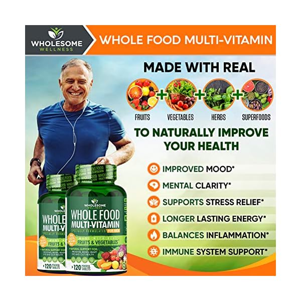 Whole-Food-Multivitamin-for-Men-Natural-Multi-Vitamins-Minerals-Organic-Extracts-Vegan-Vegetarian-Best-for-Daily-Energy-Brain-Heart-Eye-Health-120-Tablets Whole Food Multivitamin for Men - Natural Multi Vitamins, Minerals, Organic Extracts - Vegan Vegetarian - 120 Tablets