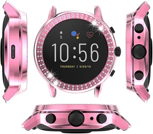 Miniatura 18 de Compatible con Fossil Gen 5 Carlyle - Carcasa protectora rígida para reloj Fossil Gen5 Carlyle con diamantes de cristal brillante, marco duro