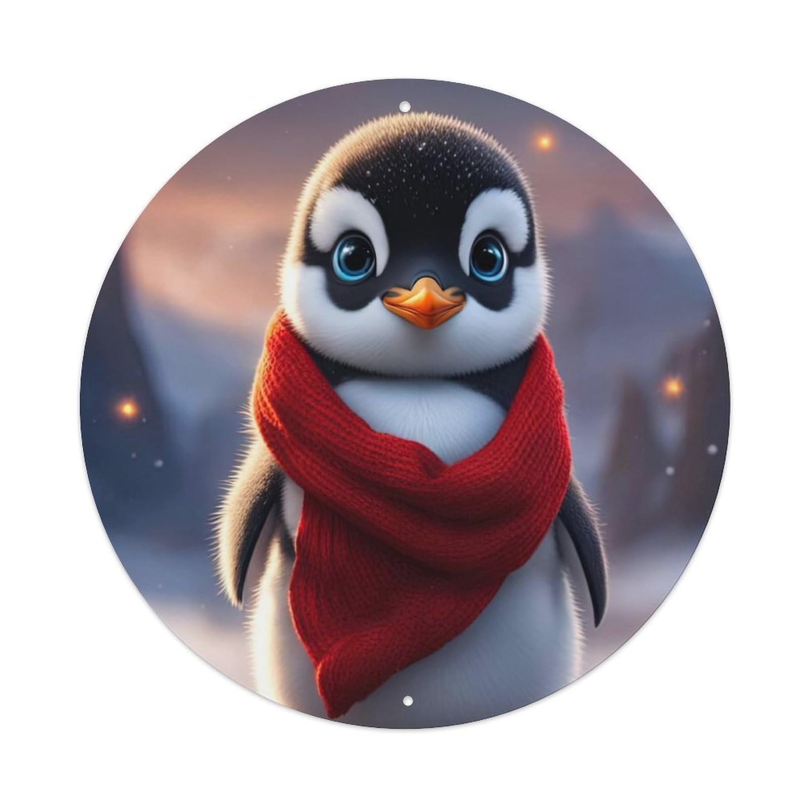 Animal Artwork Penguin in The Snow Vintage Metal Tin Sign Plaque Wall Decor for Cafe, Club Bar, Office, Garden Metal Poster 8x8Inch