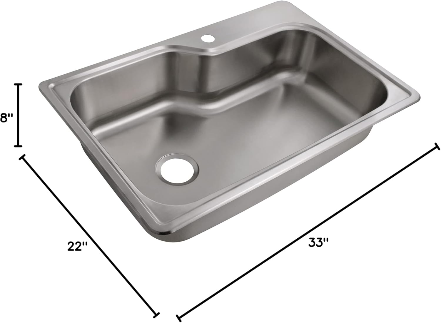 Sleek 33" Stainless Steel Single Bowl Kitchen Sink