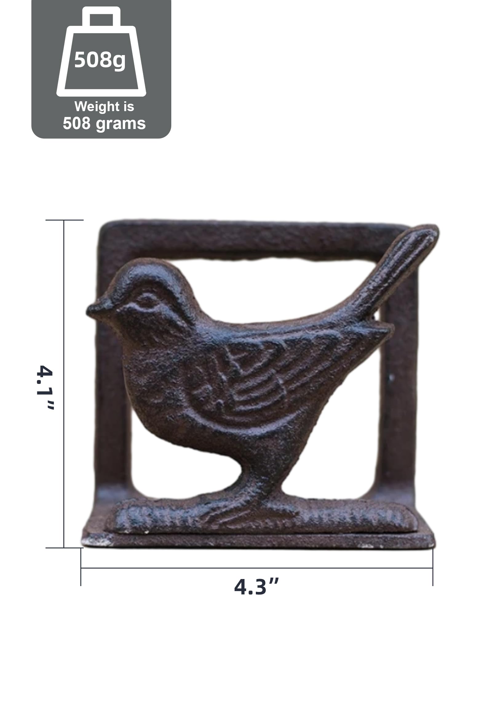 Zestify Exquisite Vintage Cast Iron Napkin Holder With Playful Standing Animal Motif - Elevate Elegance And Functionality In Your Table Setting (Birdie)