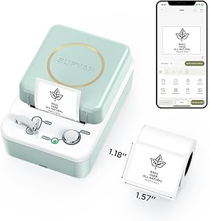 SUPVAN T50M Bluetooth Label Maker Machine with Tape, Wide Waterproof Label, Versatile App with 40 Fonts and 1k+ Icons, Inkless Labeler for Home, Kitchen, School, Office Organization, Green