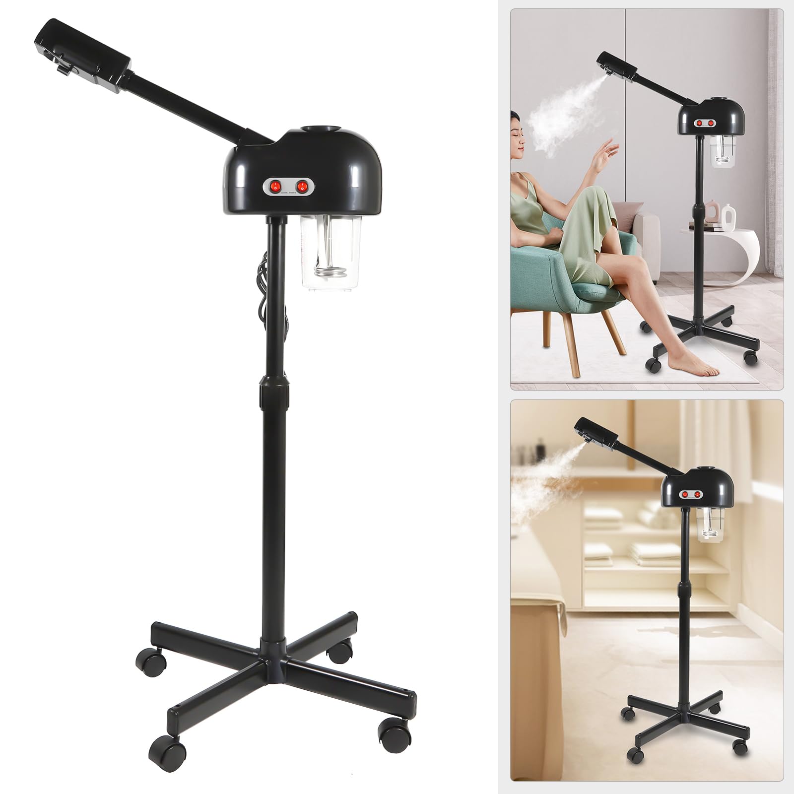 Parowar do twarzy, 650 W, 220 V, sauna do twarzy, SPA, urządzenie do pielęgnacji twarzy, urządzenie parowe do twarzy, do szpitali, salonów kosmetycznych, użytku domowego, kolor czarny