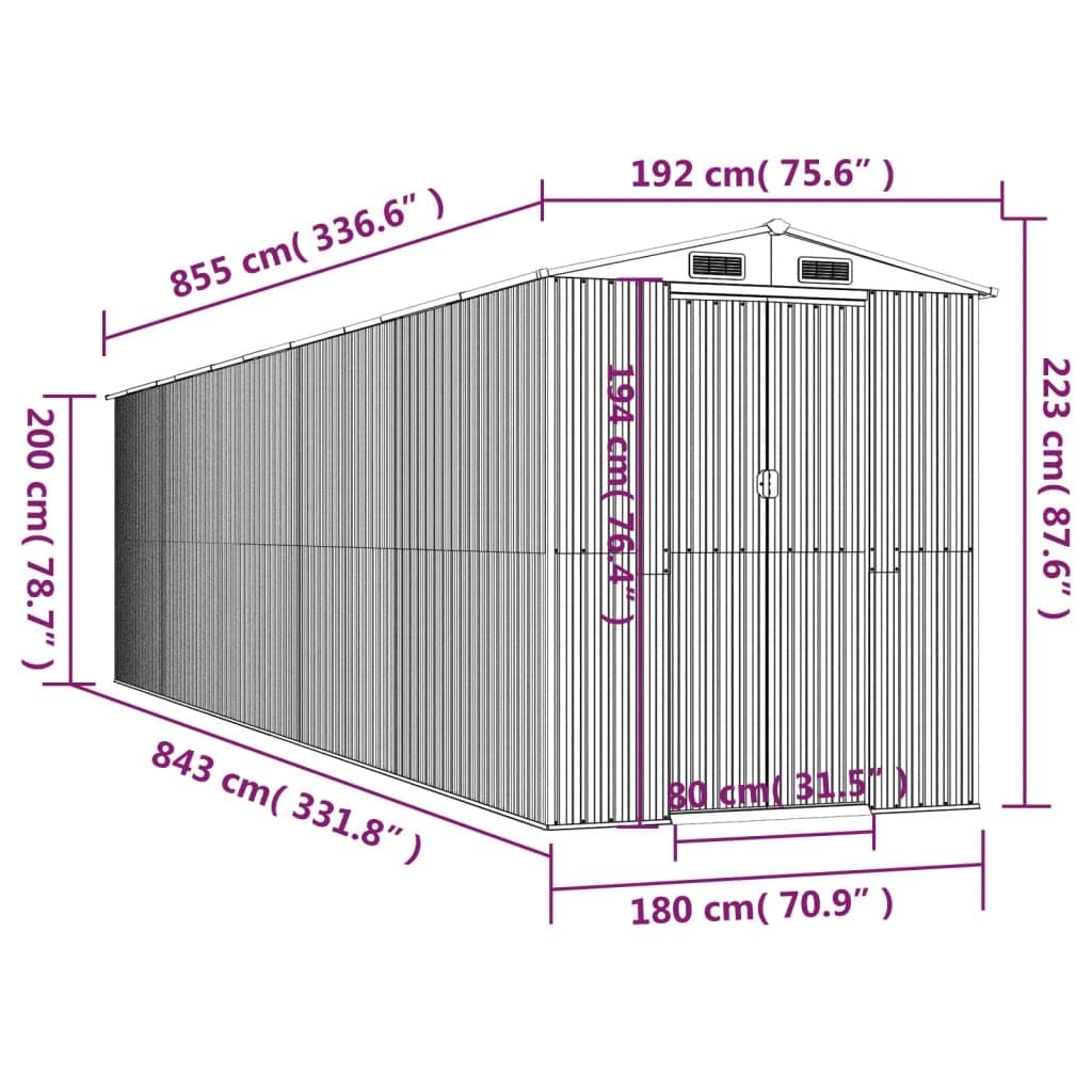 Générique Abri de Jardin Marron foncé 192x855x223 cm Acier galvanisé,Maison & Jardin,Pelouses & Jardins,Vie en extérieur,Structures extérieures,Cabanes & abris de Jardin,3147468
