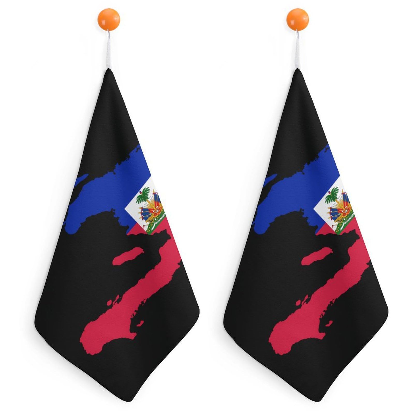 CGSBNGHA Flag Map of Haitians Hand Towel Hanging Face Towels Cleaning Cloths Handkerchief for Bathroom Kitchen
