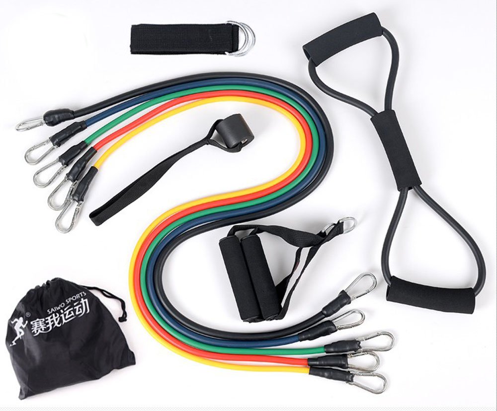 njhuy Fitness Pull Rope Elastic Rope Strength Resistance Training kit on The Door Pull The Rubber Band Tube…