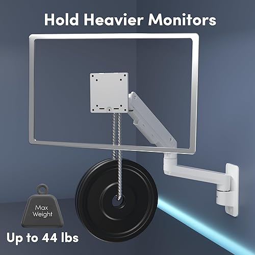 Miniatura 4 de Soporte de pared para monitor para monitores ultraanchos de 17 a 49 pulgadas, brazo de monitor único con capacidad para pantallas de 4.4 a 44