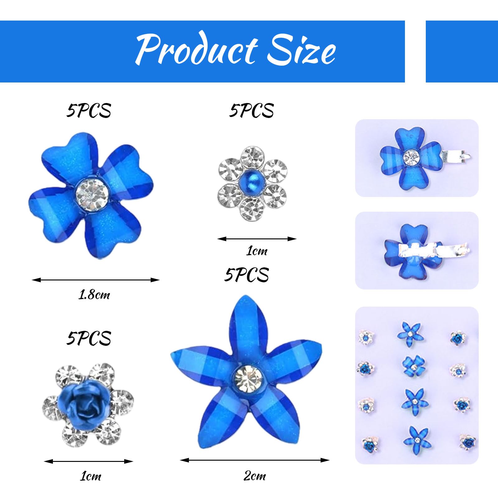 Mezrkuwr 20 fermagli per capelli a forma di fiore con piccoli fiori, in metallo, per donne, ragazze, matrimoni, decorazioni per capelli (4 motivi floreali)
