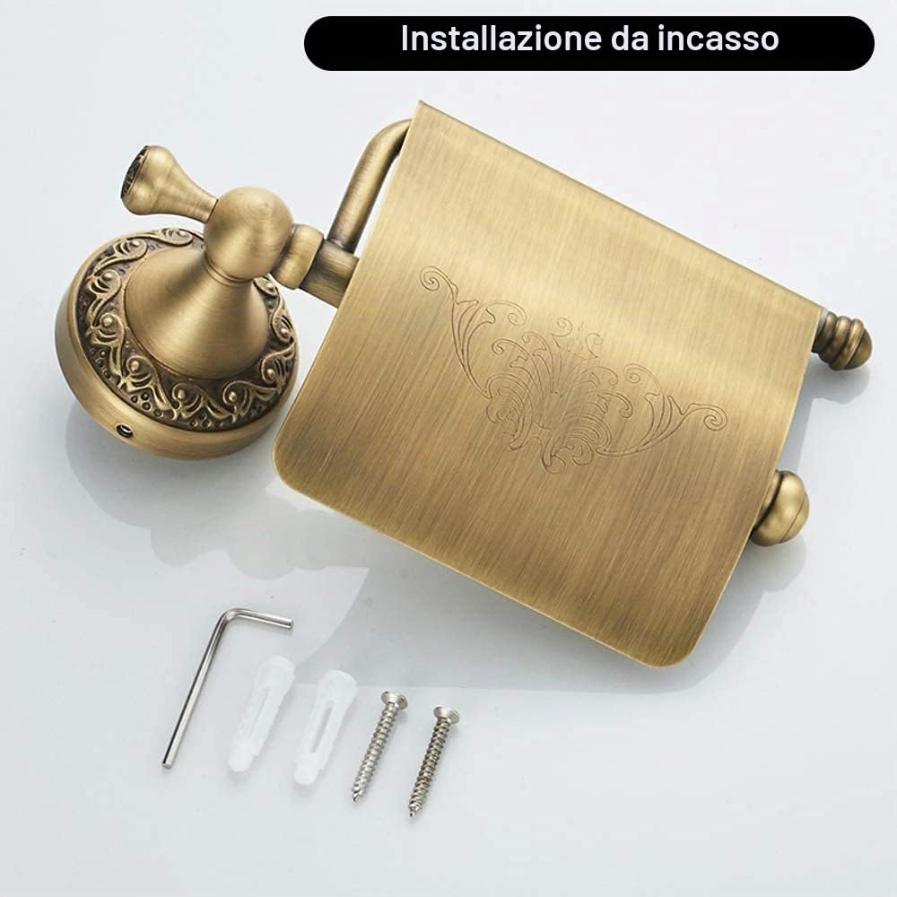 porta asciugamano, color bronzo, costruito in ottone di qualità, in stile antico con la fantasia delle onde sulla base. Porta strofinacci ideale per bagno e cucina porte papier toilette