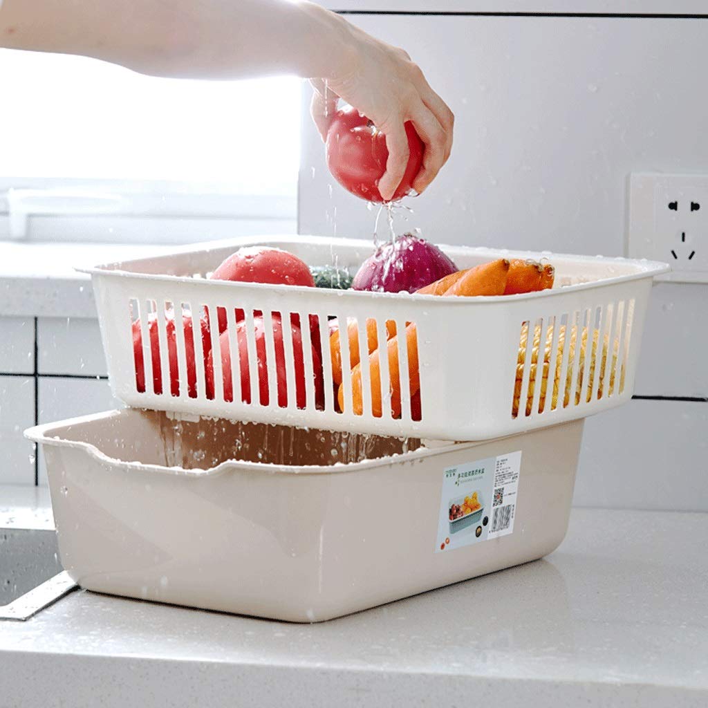 Colador 2 en 1 Filtro y Colander plástico Cesta de Drenaje Cuadrado Cesta de hortalizas para el hogar Fregadero Multifuncional de la Cocina con la Mesa y Las Frutas limpias Coladores de Alimentos