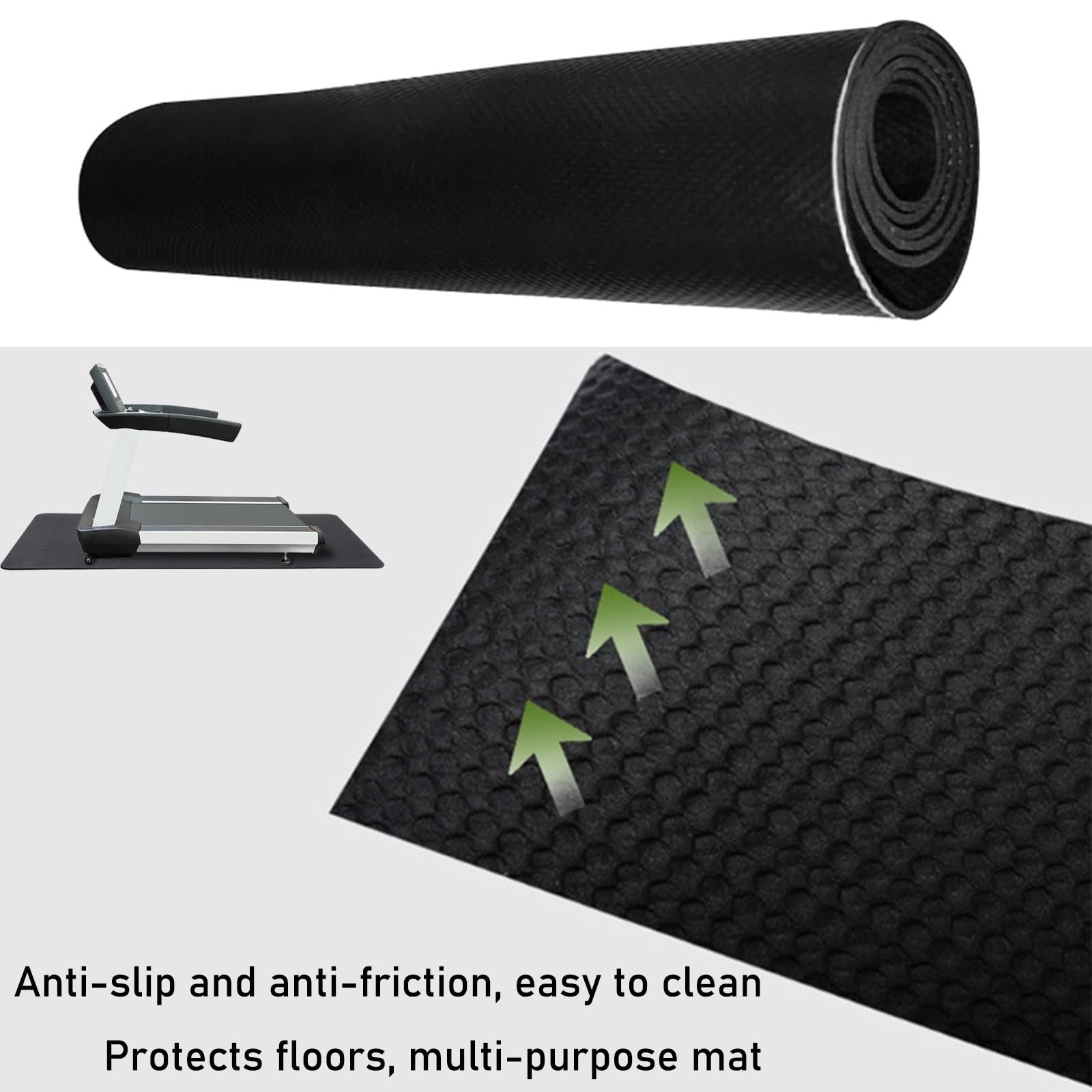 Tappetino Per Tapis Roulant, Tappetino Per Attrezzature Fitness, Tappeto Antiscivolo Antivibrazione Protezione Del Pavimento, Per Tapis Roulant, Ellittiche, Canottaggio，Tappetino Fitness NBR(190x85cm)