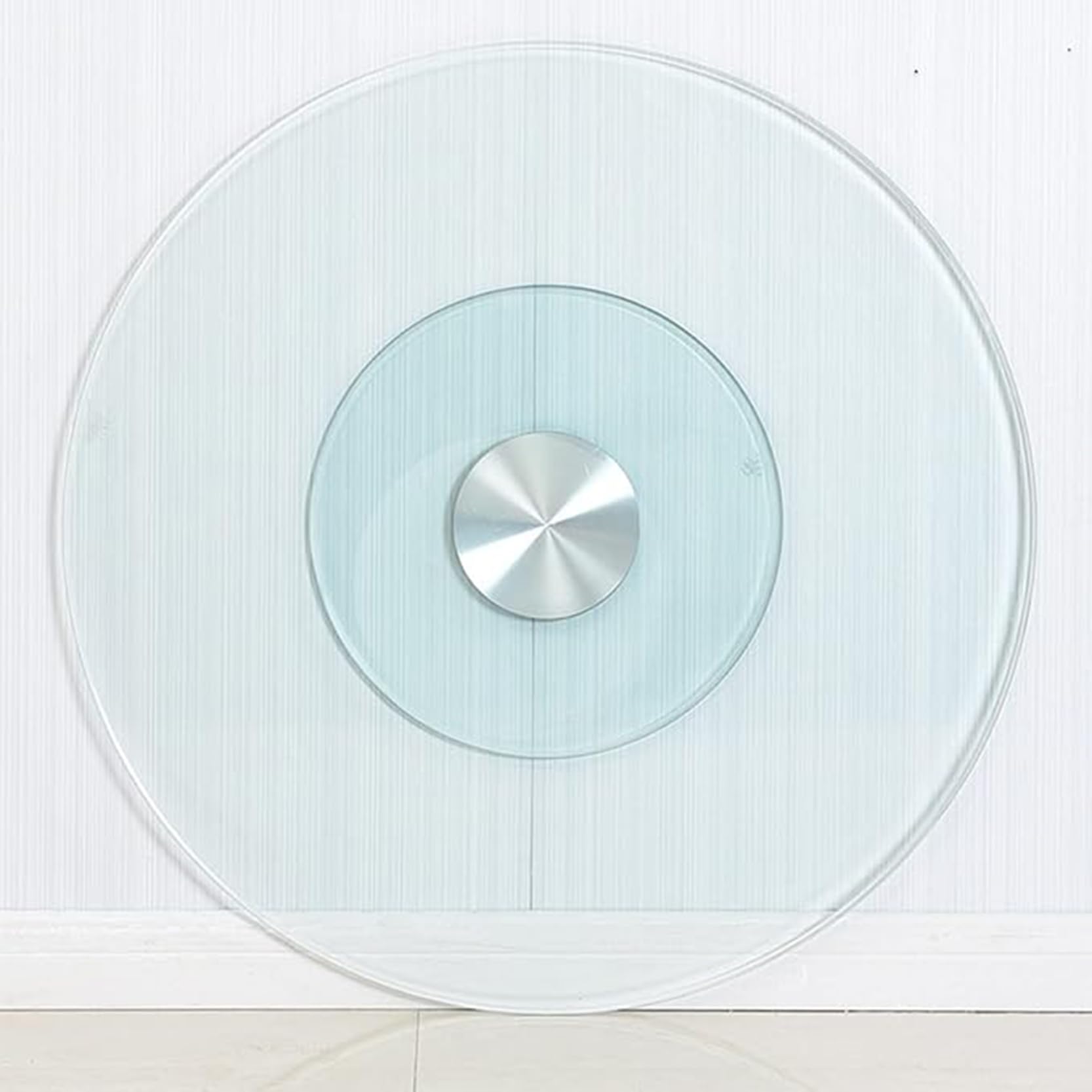 Plateau de service rond Lazy Susan en verre trempé 360 degrés stable