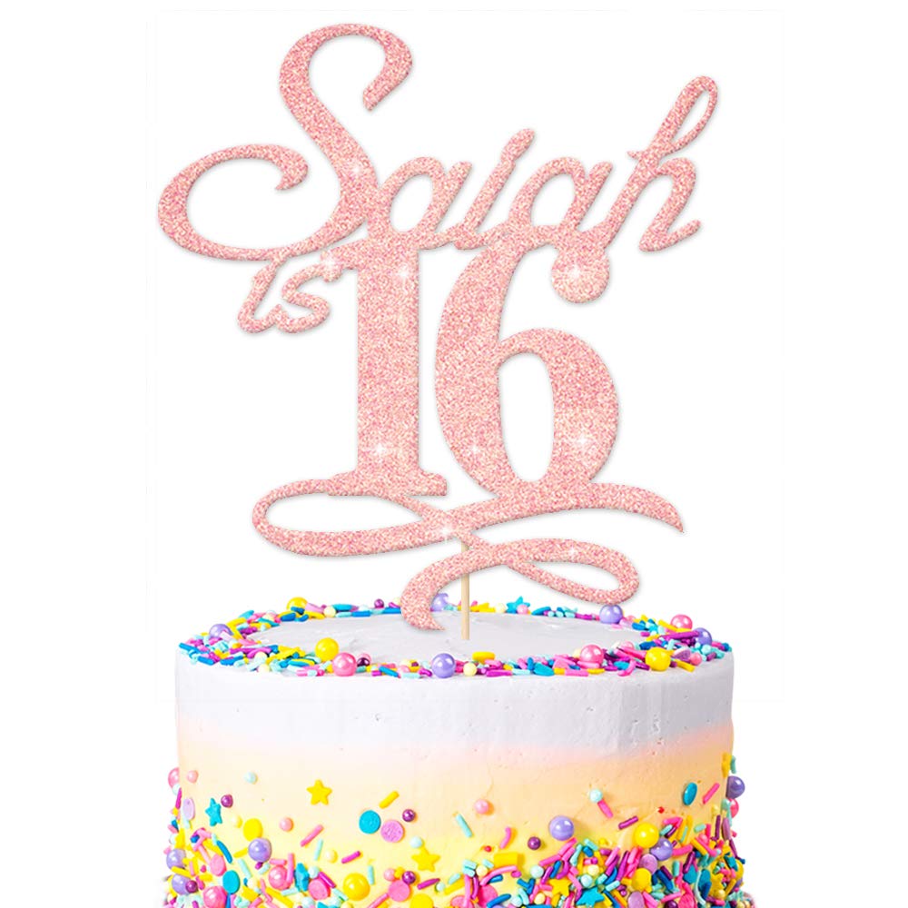 EDSG Personalised Birthday Glitter Cake Topper | Custom Cake Decoration with Any Name Any Age | Double Sided Glitter Card Any Name Age Customized - Multicolour Glitter Cake Decoration โฆ