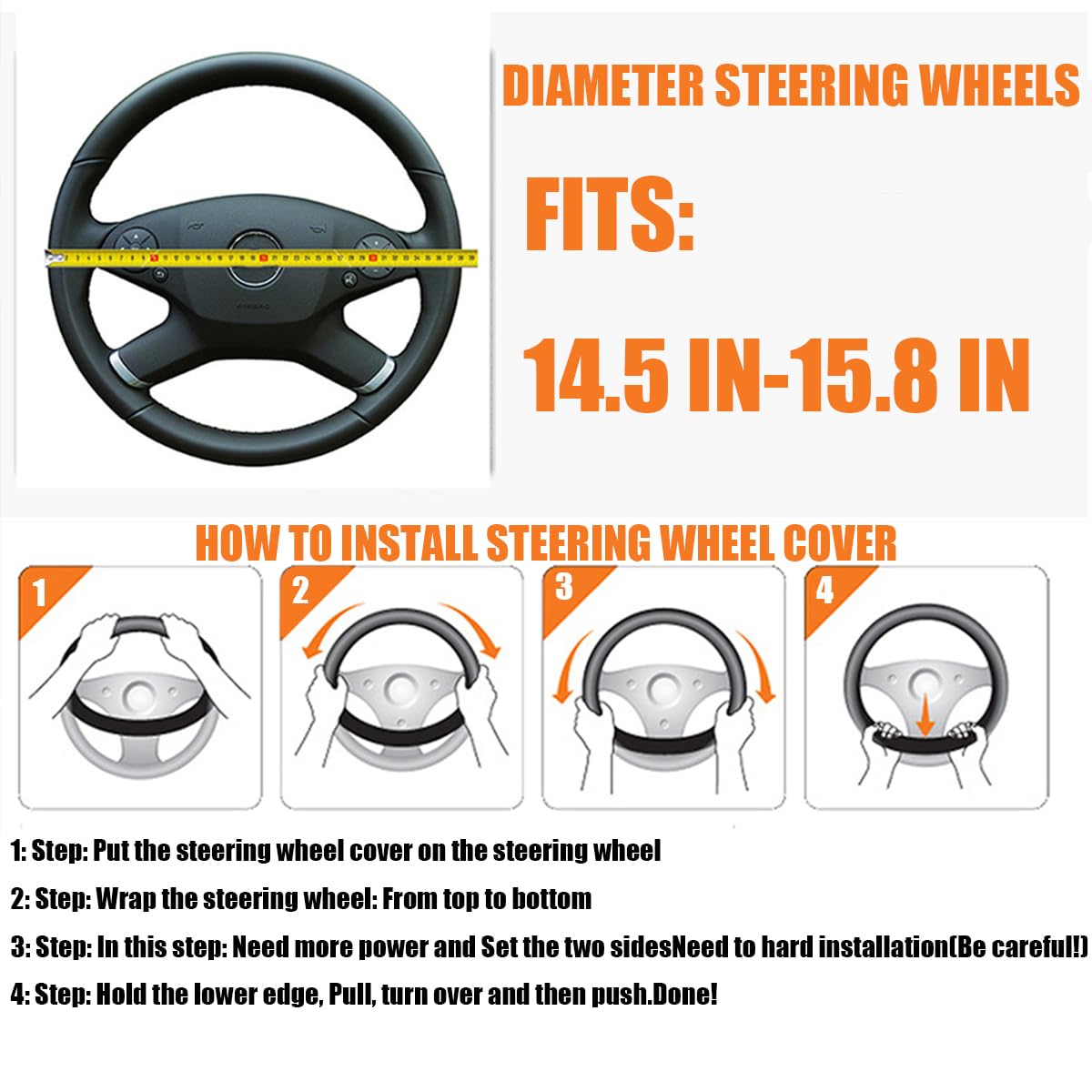 BESULEN Car Steering Wheel Cover, Soft Leather Steering Wheel Protector, Universal Non-Slip Steering Wheel Covers, Comfortable Grip Sweat-Absorbent, Automotive Interior Accessories