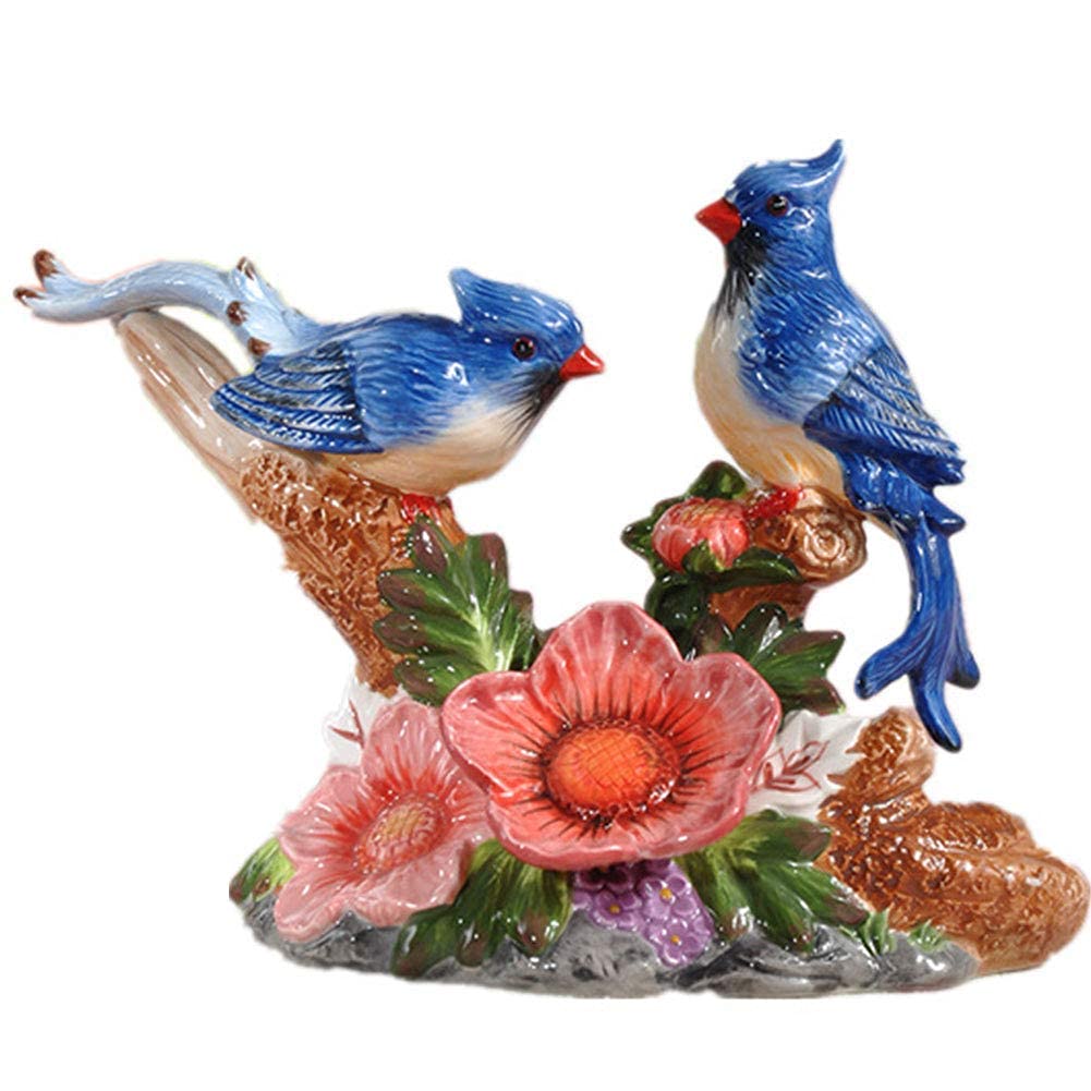 Dpliu Romantic Bird Statues and Figurines for Interior Ceramic Figurine Ornament, Home Office Decoration for Your Chic Family Style (Colour: B)