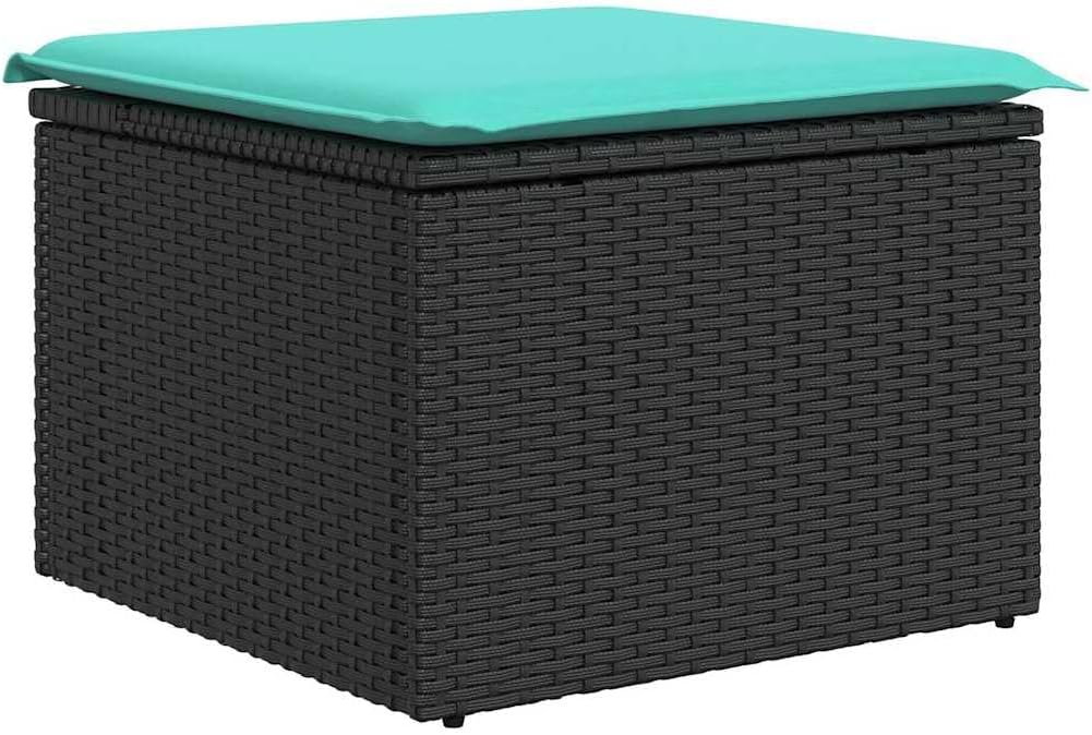 6 Piece Patio Sofa Set with Cushions Black Poly Rattan Outdoor Furniture Set Garden Seating Ensemble for Outdoor Backyard