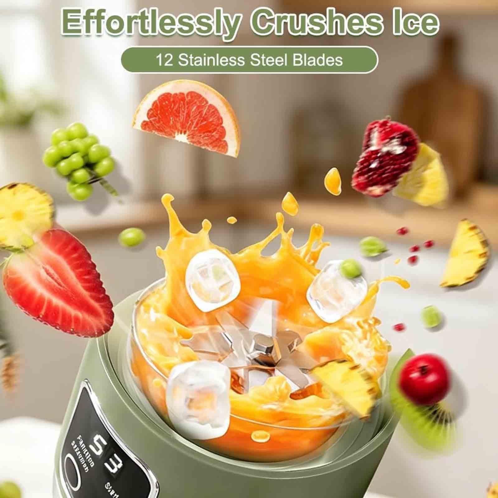 Licuadora portátil para batidos, 450 ml, recargable por USB, mini exprimidor de 12 cuchillas, potente licuadora eléctrica para frutas, batidos, batidos, fácil de limpiar