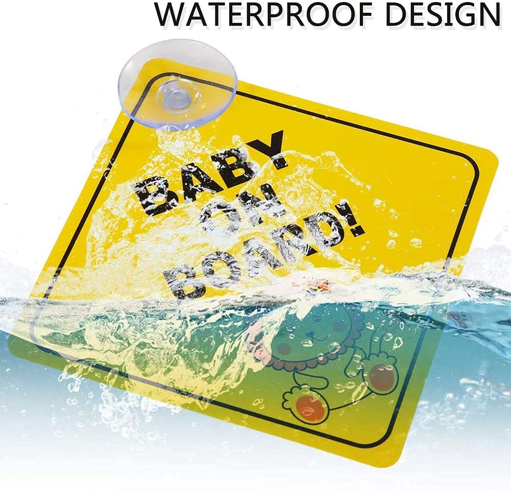 Autocollant « Baby On Board » Avec Ventouses – Jaune Vif, Vinyle Durable – Pour Voiture, SUV, Camion
