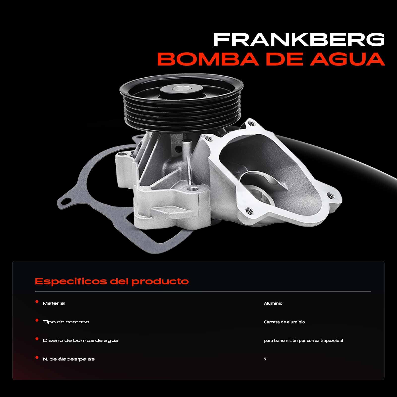 Frankberg Bomba de agua 11517791833 | Compatible con: Serie 3 E46, Serie 3 Coupé E46, Serie 3 Convertible E46, Serie 3 Touring E91, Serie 3 E90