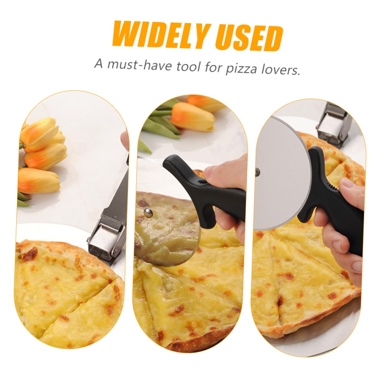 1 Set Cortador de Pizza de Acero Inoxidable Pala de Pizza Diseño Ergonómico para Cortar Tartas y Pan en Cocina Profesional y Doméstica