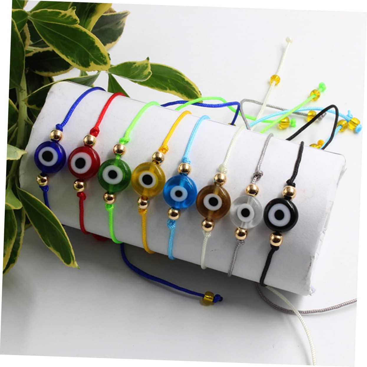 VALICLUD 48piezas Pulseras Ajustables De Ojo Turco Pulseras De Cuerda Para Mujeres Niñas y Niño Niña Joyería Colorida De Protección