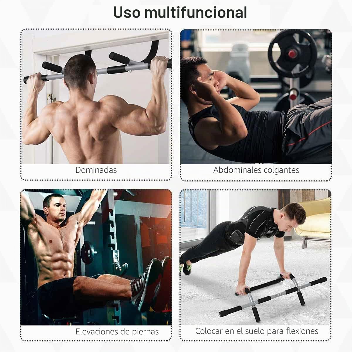 HOMCOM Pull-Up Bar Doorway Home Fitness Horizontal Bar Indoor Gym Upper Body Workout Grey