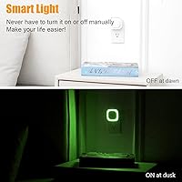 Vista 5 de Paquete de 2 luces nocturnas verdes, brillo suave atenuable e iluminación indirecta, sensor automático de atardecer a amanecer, luz nocturna