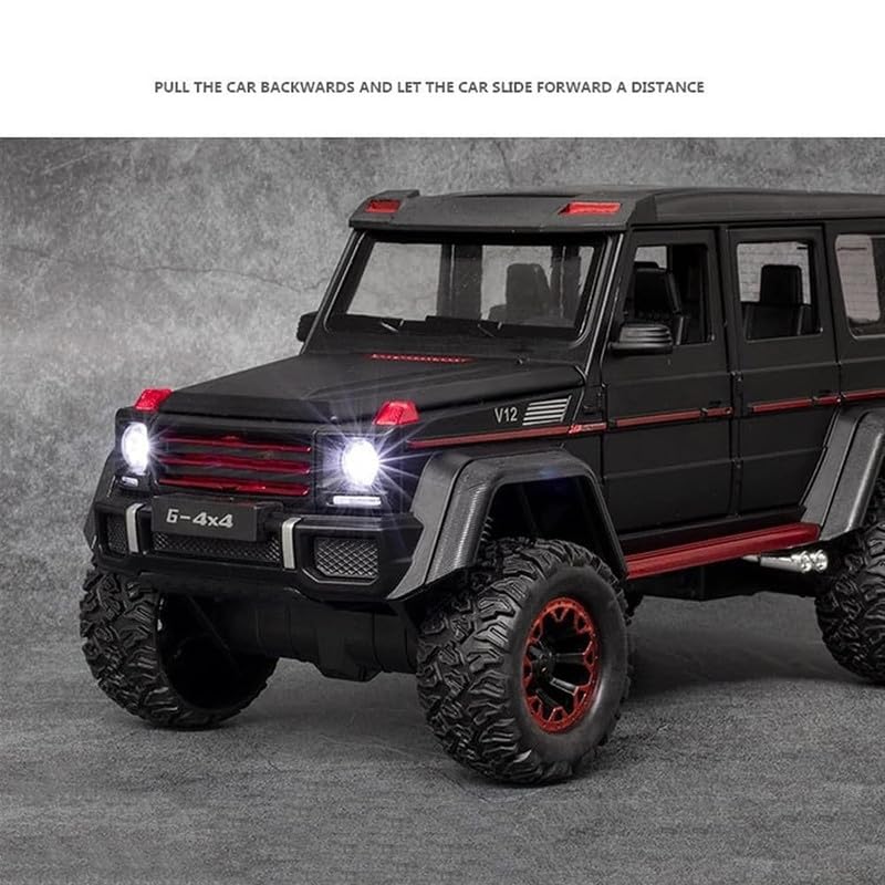 Image of Kids Model 1:24 AMG 4X4 Die Cast Metal Car Pull Back Action Opening Doors with Realistic Engine Sound Lights Toy Car Gift for Boys - Black