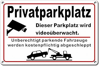 Privatparkplatz Sign Video Surveillance Metal Aluminium 30 x 20 cm Unberechtigt Parkende Fahrzeuge Werden Kostenpflichtig Abgeschleppt, Reflective UV Protection, Waterproof and Rustproof x1