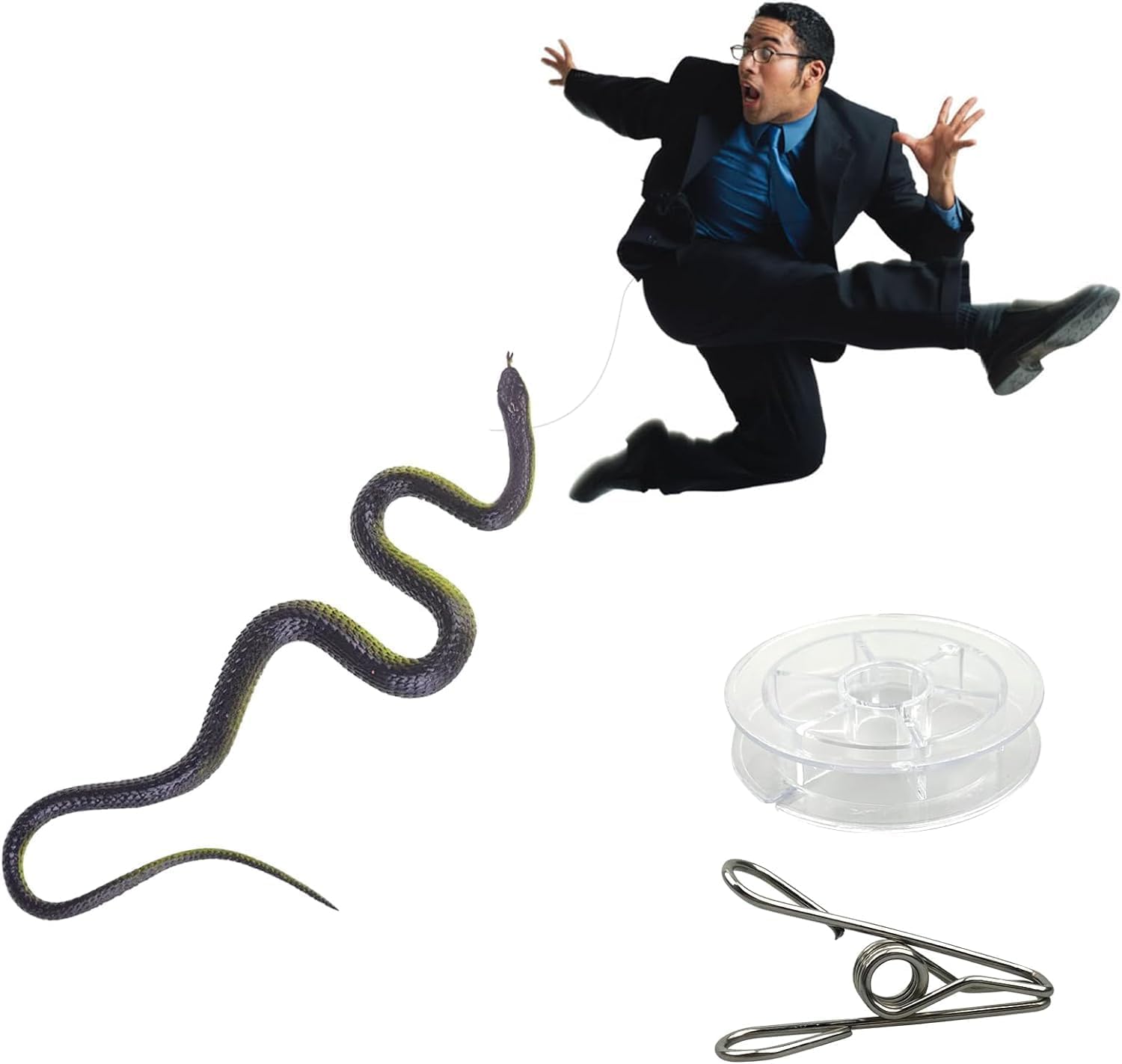 ZWLIYCHN Schlange，Gummischlange mit Schnur Clip，Realistischer Gummischlange，Weiche Elastische Schlange für Streich Requisiten Stressabbau Halloween Spielzeug Gartenschlange
